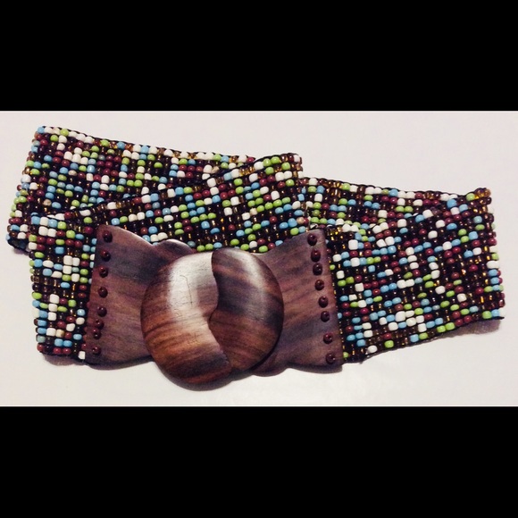 Accessories - Beaded And Wood Stretch Belt Made in Indonesia